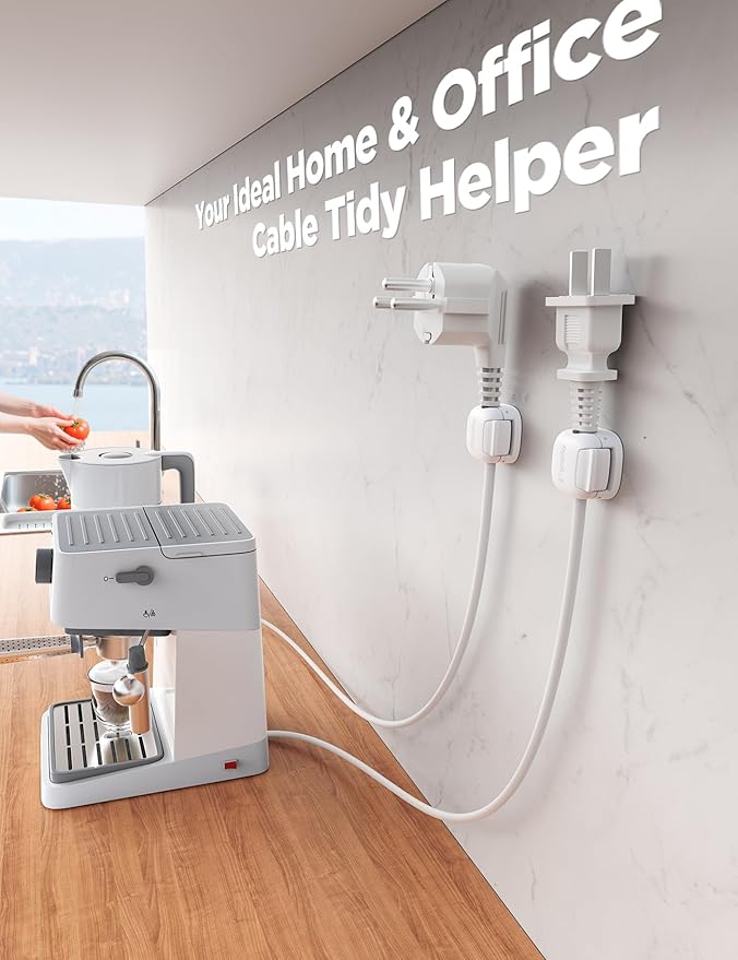12Pack Cord Organizer, Chfeila Compact Dual Spring & Clasp Lock Cable Management Clips, Adhesive Phone Charger Keeper, Wire Holder for Nightstand/Car, Home Office Desk Accessories Decor Essentials