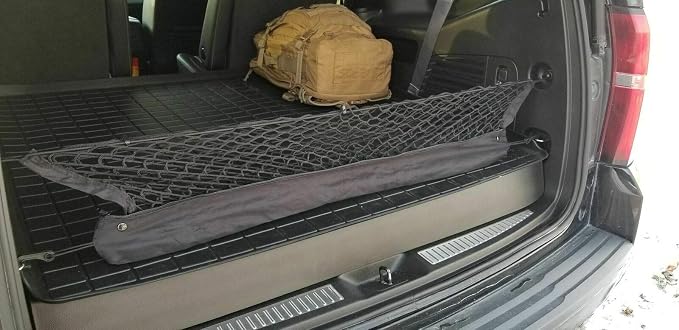Rear Trunk Organizer Cargo Net for Chevrolet Tahoe 2015–2026 – Envelope Style Cargo Net for SUV – Premium Mesh Elastic Car Trunk Organizer Vehicle Carrier Storage–Compatible with Tahoe