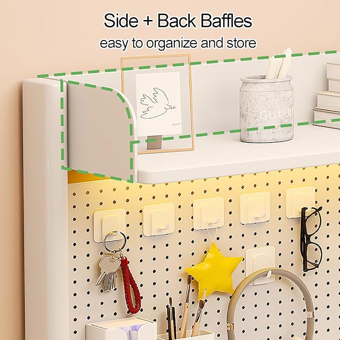 Clamp on Desk Organizer Shelf, 2-Tier Shelving Unit Desk Extender Pegboard Workstation, with Adjustable Storage Tray, for Table Accessories(Natural,80x95cm)