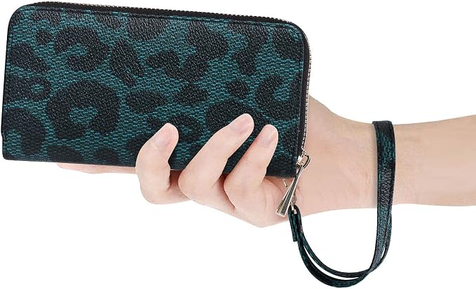 Cellphone Wallet for Women Dual Zipper Long Purse with Removable Wristlet