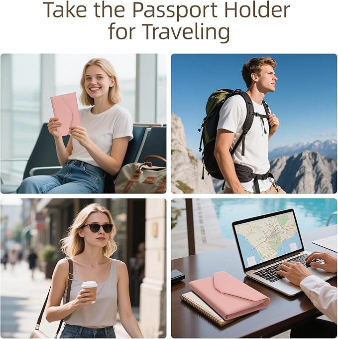 ZOPPEN Mulit-purpose Rfid Blocking Passport Holder Travel Wallet (Ver.4) Passport and Vaccine Card Holder ComboTri-fold Document Organizer Travel Essentials
