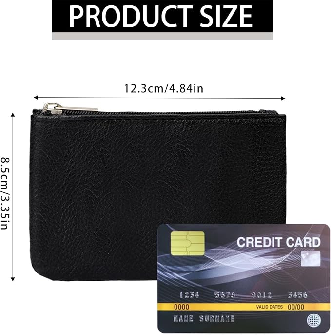 KALIONE 2 Pack Coin Purse, Portable PU Leather Coin Purse with Zipper Coin Purse Mini Change Purse Small Coin Purse for Women Credit Card Folded Bills ID Key(Black&Light Brown)