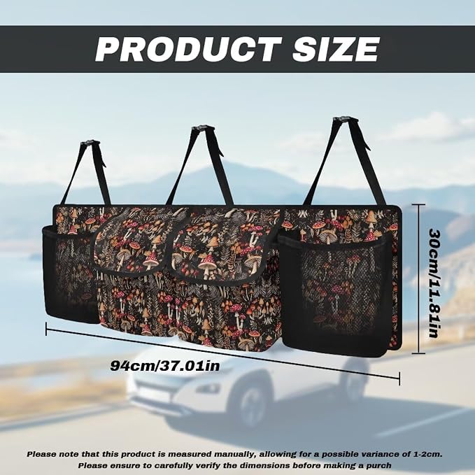 Retro Mushroom Trunk Organizers for Men Hanging Storage Bins, Foldable Backseat Organizer for SUVs & Sedans, Sturdy Car Organization Accessories