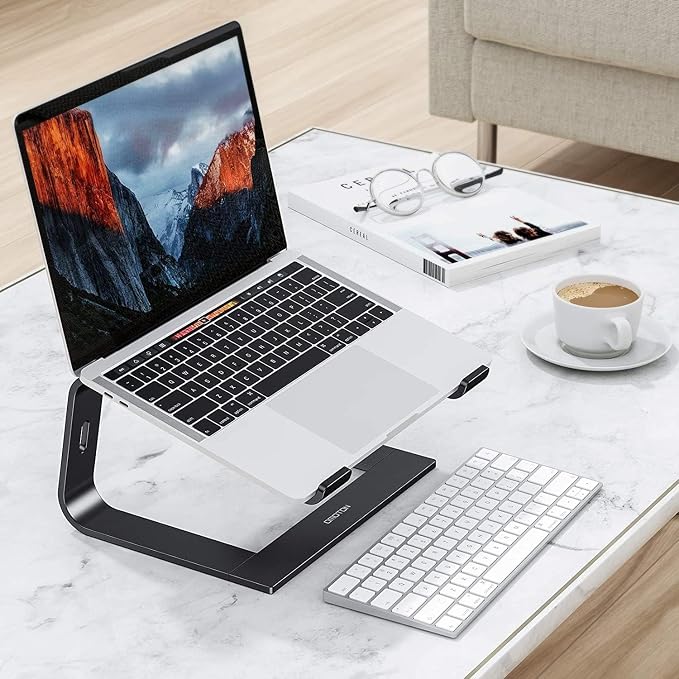 OMOTON Laptop Stand, Detachable Laptop Mount, Aluminum Laptop Holder Stand for Desk, Compatible with MacBook Air/Pro, Dell, HP and All Laptops (11-16 inch), Black