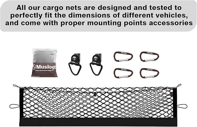 Muslogy Truck Bed Cargo Net Compatible with Nissan Frontier 2022-2025 2026 Accessories, Pickup Truck Bed Cargo Organizer Storage Net with Heavy Duty Carabiners