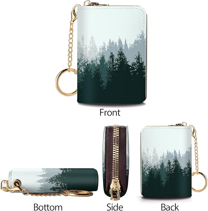 Credit Card Holder RFID Wallet, Small Card Holder Wallet for Women with Keychain Zipper, Funny Leather Print Credit Card Wallets Accordion Gift
