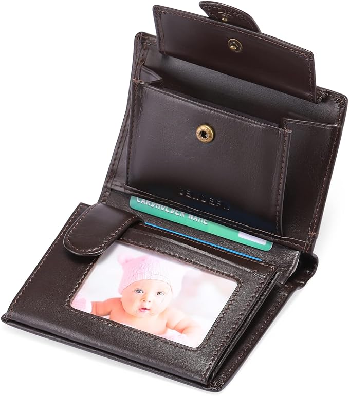 SENDEFN Men's Wallet Genuine Leather Bifold RFID Blocking Wallets for Men Credit Card Holder with Coin Pocket