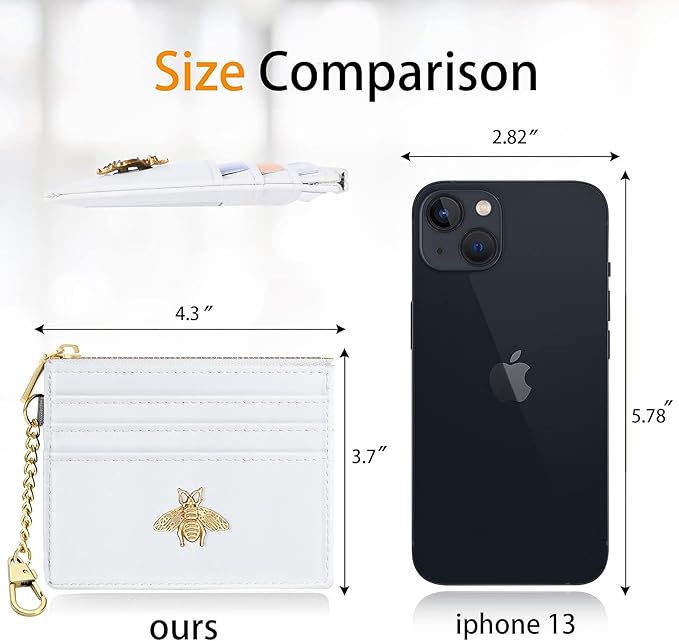 SEAVILIA Card Holder Keychain Wallet for Women with ID Window RFID Coin Purse Bee Gifts Slim Minimalist Small Wallet