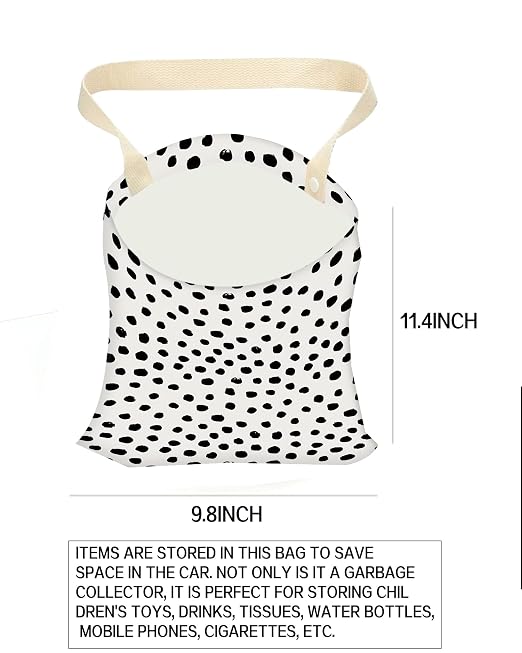 Car Garbage Can, Hanging Car Trash Can for Back Seat Organizer, Cute Polka Dots