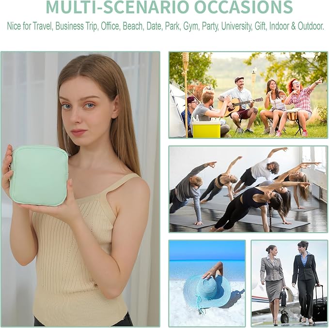 Travel Essentials Makeup Bag for Women Water-resistant Toiletry Organizer Nylon Cosmetic Pouch Preppy Stuff