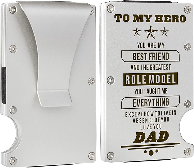 Carbon Fiber Wallets for Dad Personalized Gift Idea for Father Engraved Wallet for Dad from Daughter Son RFID Minimalist Wallet Money Clip Mens Metal Wallets for Dad on Fathers Day Christmas Birthday
