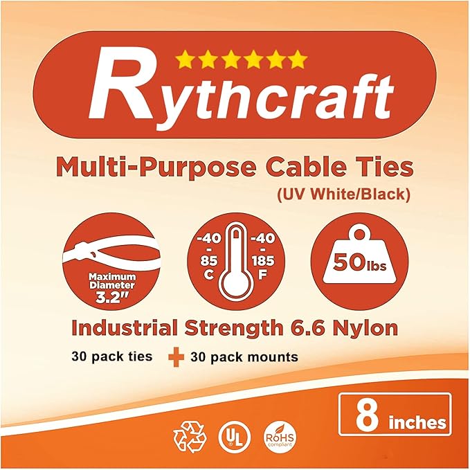 30 Pack 2 inch Zip Tie Adhesive Mounts Self Adhesive Cable Tie Base Holders with Multi-Purpose Tie wire clips with screw hole,Anchor stick on wire holder with 8 inch zip ties(Black)