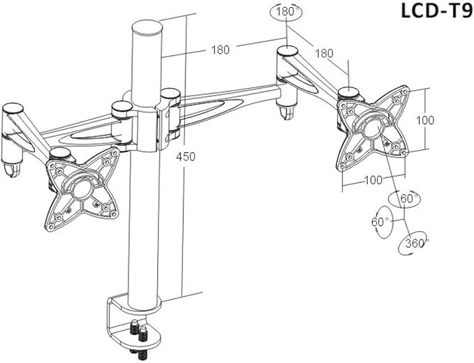 OSD Audio TSM-T9 Home and Office Dual Arm Desk Mount for Dual 13-inch to 23-inch Monitors