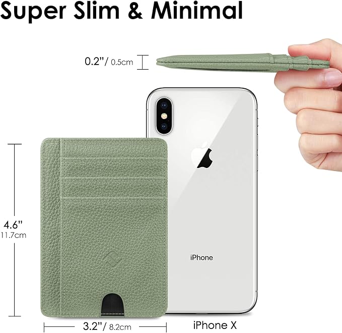 FINTIE Slim Minimalist Front Pocket Wallet, RFID Blocking Credit Card Holder Card Cases with ID Window for Men Women (Sage Green)