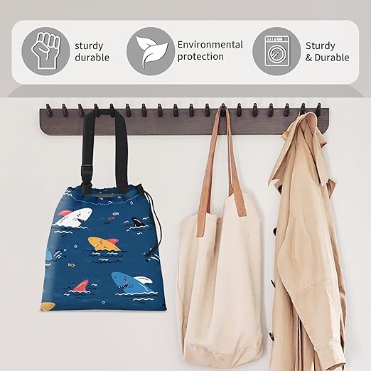 Car Trash Bag Large Hanging Can for Back of Seat, Cute Waterproof Car Garbage Bag for Vehicle, Travelling, Outdoor Cute Cartoon Blue Shark