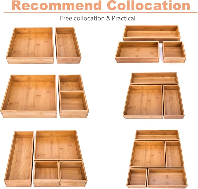 Bamboo Wardrobe Clothes Jewellery Organizer Box Square Oragnizer Boxes Wooden Snack Nut Storage Boxes, Bamboo 8"*8"