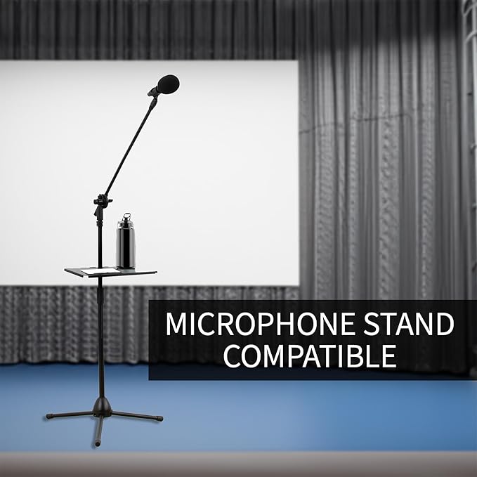 VIVO Universal Steel 14 x 10 inch Shelf Pole Mount for TV Cart, Attaches to 0.5” to 2.4” Poles, Speaker & Microphone Stands, Clamp-on Utility Storage Surface, Black, MOUNT-SF13P