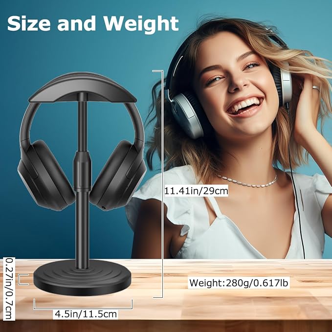 Headphone for Desk Hanger Holder Organizer Keeper Racks Storage Mount Gaming Headset Stand Premium Functional Craftmanship Headset Stand (Black)