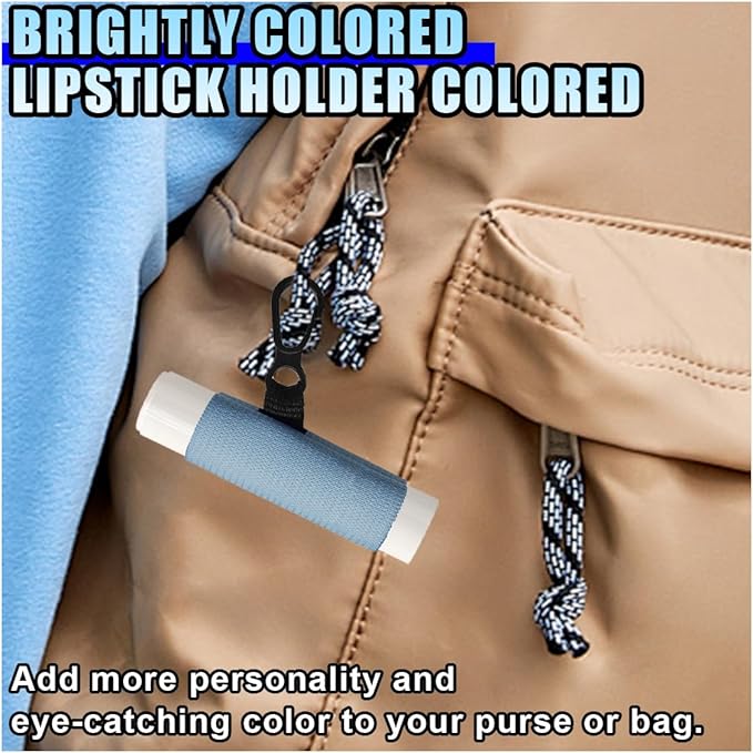 10PCS Car Lip Balm Holder Keychain with Clip On – Elastic Lipstick Sleeves Lip Gloss Holders – Portable Lip Balm Pouch Keychain Sleeve Holder for Women (Style 2)