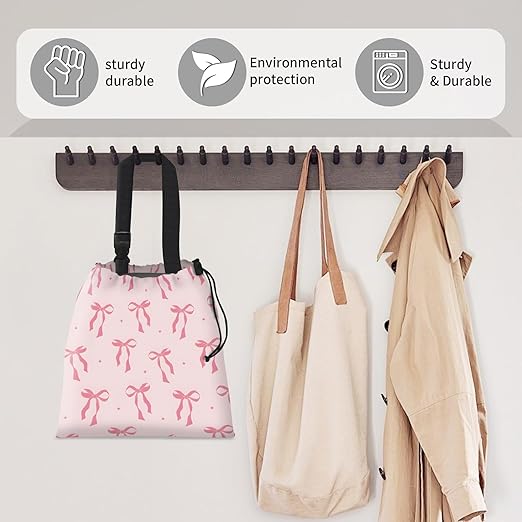 Car Trash Bag Large Hanging Can for Back of Seat, Cute Waterproof Car Garbage Bag for Vehicle, Travelling, Outdoor Cute Pink Bow