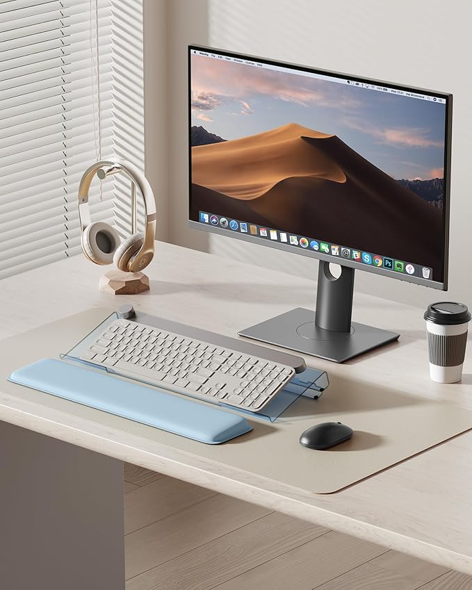 Computer Keyboard Stand for Desktop, Ergonomic Keyboard Wrist Rest 2-Level Height Adjustment, Non-Slip Key Board Riser Pad for Office, Gaming, and Home Desks