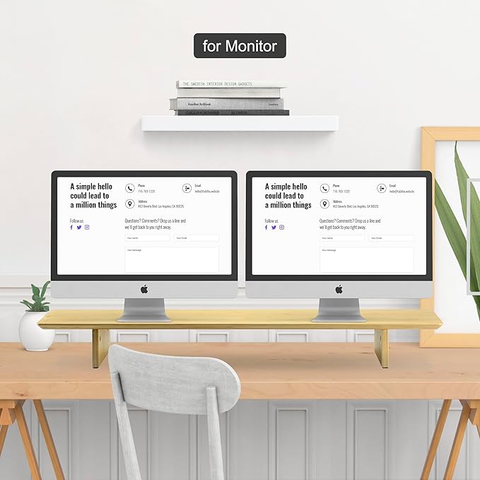 SAMDI Wooden Monitor Stand, Ergonomic Design, Suitable for Laptop, Computer, iMac, Desk with Table (Bamboo)