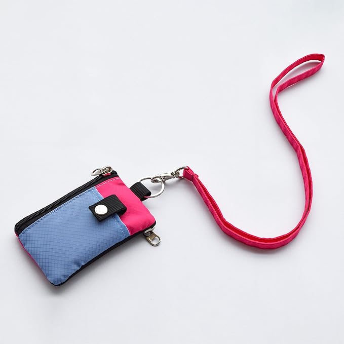 CHENSPRX Minimalist RFID Blocking Small Wallet with ID Window,WaterResistant Zip Id Case Wallet with Lanyard Keychain for Cards,Cash,Travel,Women,Men