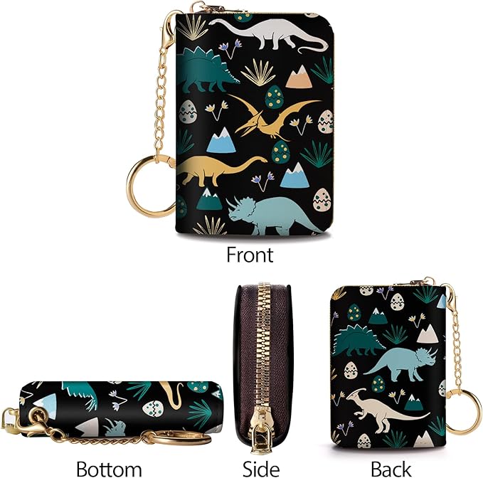 Credit Card Holder RFID Wallet, Small Card Holder Wallet for Women with Keychain Zipper, Funny Leather Print Credit Card Wallets Accordion Gift