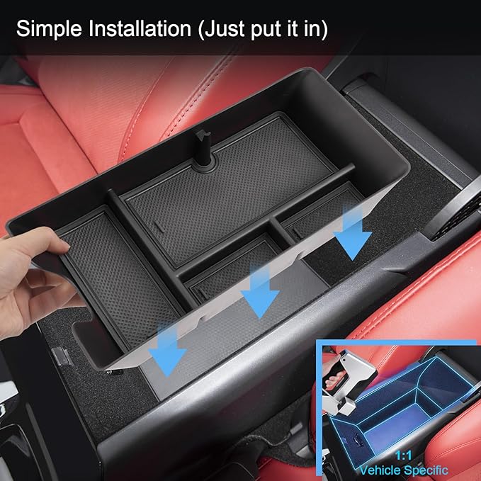 2025 2026 Camry Center Console Organizer for Toyota Camry (LE/SE/Nightshade/XLE/XSE), Durable ABS &Anti-Slip Rubber Console Tray Insert 2026 Camry Accessories