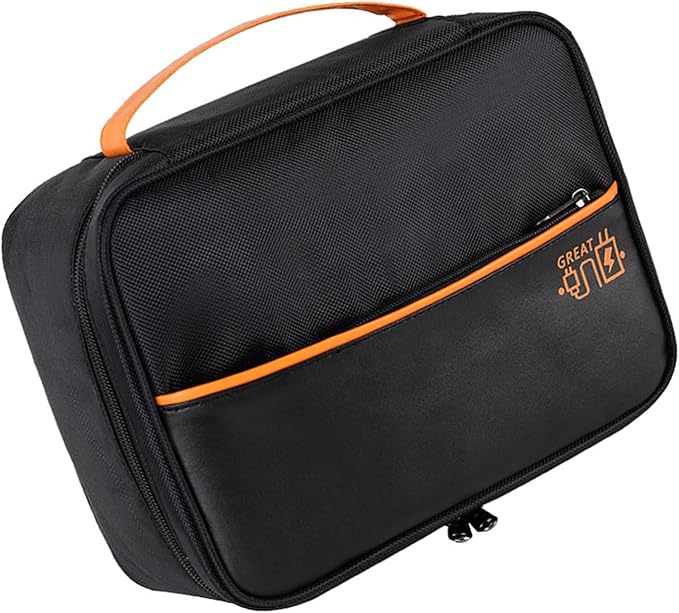 Cable Organizer Box Desk Cord Management Holder with PU Leather Portable Storage Container for Chargers Electronics Accessories
