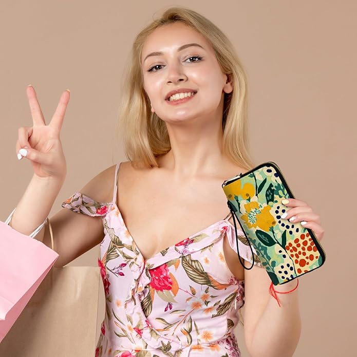 Wristlet Wallet for Women, RFID Blocking Phone Wallet, Large Capacity Zip Around Clutch, Fits iPhone 15 Pro Max, Travel Organizer Purse