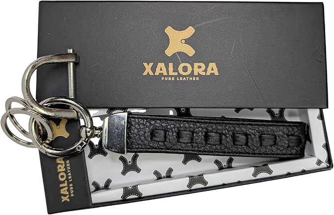 XALORA Genuine Nappa Leather Keychain – Premium Key Fob Holder for Men & Women, Universal Heavy-Duty Key Chain with Anti-Lost D-Ring