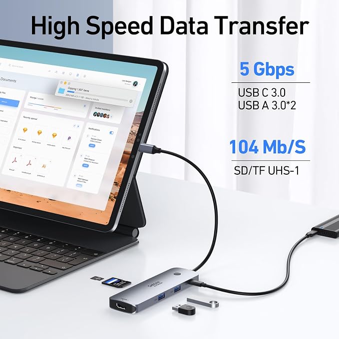 Selore USB C Docking Station Dual HDMI Monitor, USB C to Dual HDMI Adapter with 4K@60Hz HDMI, 100W PD, SD/TF, USB A&C 3.0 Ports, Laptop Docking Station for Dell XPS/HP/Lenovo/Surface/Yoga etc