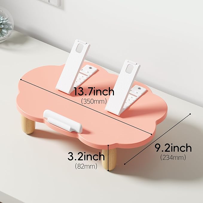 AFOOYO Adjustable Wood Laptop Stand, Ergonomic Height Angles Computer Stand, Cloud-Shaped Holder Riser Notebook Stand for Desk Compatible with Air, Pro, Dell, HP, Lenovo More 10-17.3" Laptops, Pink