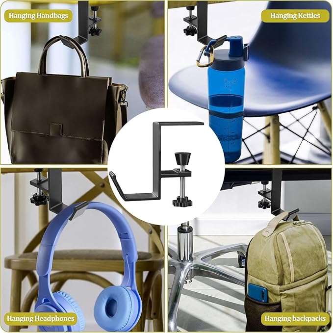 JAKO Headphone Stand - Aluminum Alloy Headphone Holder, Under Headset Stand for Desk Fit for PC Gaming Headset Hanger Hook Suitable for Office, Computer, Student Class Desk, Handmade Creator Table