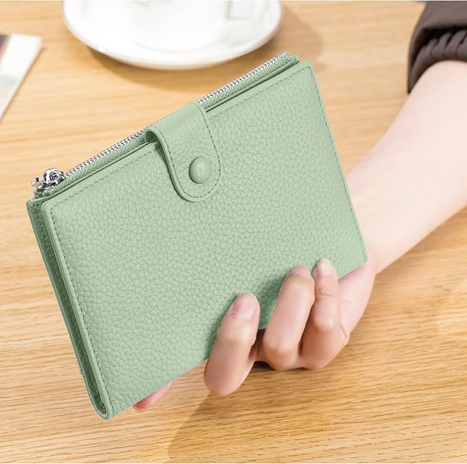 RFID Passport Wallet for Women, Slim Leather Passport Holder for Travel, Compact Travel Wallet with Zippered Coins Pocket and SIM Slots, Ladies Passport Cover