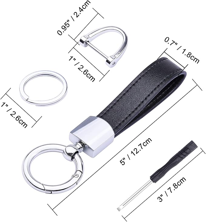 Wisdompro Genuine Leather Car Keychain, Universal Heavy Duty Key Fob Keychain Leather Key Chain Holder for Men and Women