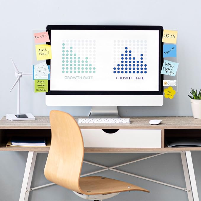 DOLLAR BOSS 2 Pcs 11" x 3.1" Transparent Acrylic Monitor Memo Board | Monitor Side Panel, Computer Screen Note Holder, Office Desk Accessories, Message Board for Sticky Notes, Fits PC & Laptop
