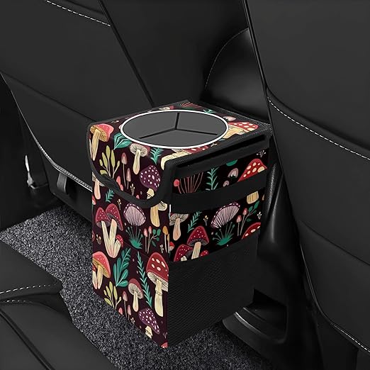 Car Trash Can – Multi-Purpose, Lightweight and Portable with Durable Water-Resistant Coating, No Installation Required, Practical and Ample Capacity, Variety of Colors.Mushroom