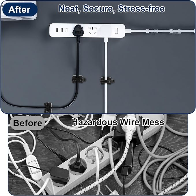 Premium Cable Zip Tie Mounts Kit - 60 Packs Wire Management Holder & Cable Clips, 8" High-Strength Nylon Ties & 5M Screws, Heavy Duty Fasteners for Wall/Desk, Indoor & Outdoor Cable Organizer