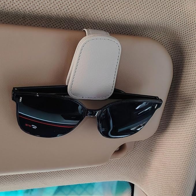 2 Pack Sunglass Holder for Car Magnetic Leather Sunglass Clip Universal Eyeglass Holder Car Visor Accessories Gray