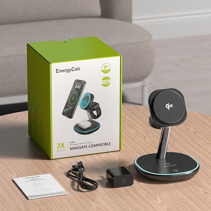 2026 3 in 1 Charging Station for Apple iPhone AirPods Watch with Mag-Safe Charger Wireless Charger Stand for iPhone 17 16 15 14 13 12 Series AirPods iWatch Series (30W USB-C Charger Included)