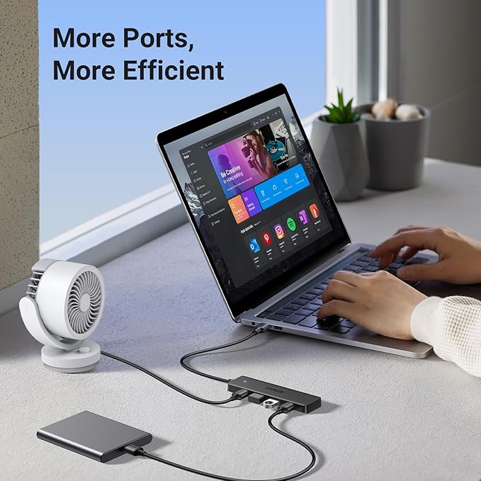 UGREEN USB 3.0 Hub, 4 Ports USB A Splitter Ultra-Slim USB Expander for Mouse, Keyboard, Flash Drive, U Disk, Printer Compatible with Laptop, Desktop PC, Xbox, PS5, and More, 3.3ft