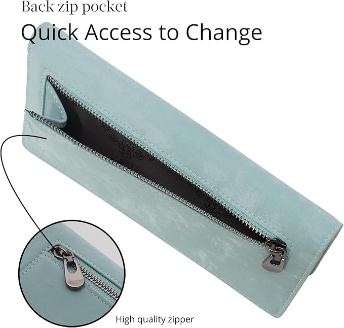 Bveyzi Ultra Slim Thin Leather RFID Blocking Credit Card Holder Bifold Clutch Wallets for Women