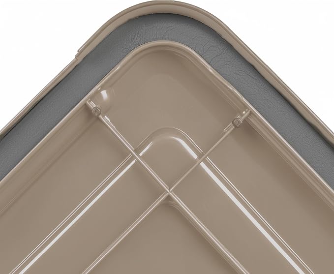 IRIS USA 6-Pack WeatherPro Gasket Box, 19 Quart Weather Resistant Storage Bins with Latching Lids, Heavy Duty Organizing Containers for Closet, Bathroom, and Office - Tan