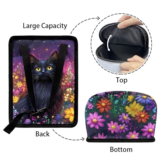 Talayituse Cat Daisy Galaxy Print Car Trash Can with Lid, Leak Proof Auto Trash Bag Hanging Vehicle Garbage Can Multipurpose Storage Container for Back Seat Road Trip