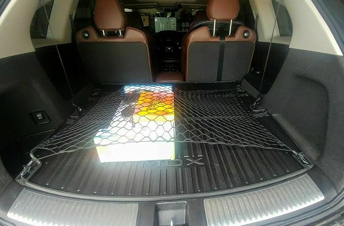 Rear Trunk Organizer Cargo Net for Acura MDX 2014–2025 – Floor Style Cargo Net for SUV – Premium Mesh Elastic Car Trunk Organizer Vehicle Carrier Storage – Compatible with Acura MDX