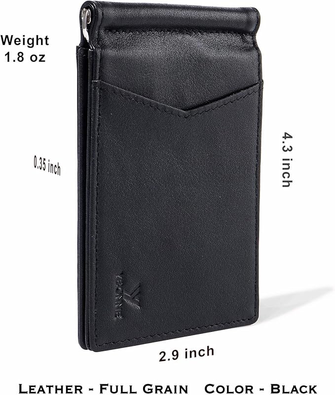 YBONNE Mens Slim Wallet with Money Clip Front Pocket RFID Blocking Thin Bifold Leather Card Holder Minimalist Mini Billfold