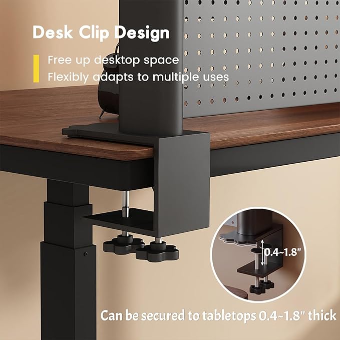 Clamp On Desk Shelf Organizer with Pegboard Desk Hutch Dorm with Storage Bookshelf Desk Top Organizer Shelf Multi-Purpose White & Black Desktop Shelves & Office Shelves (Black, W - 39.4")