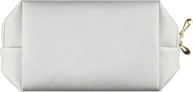 Small Makeup Bag Portable Cosmetic Bag for Women Makeup Pouch Waterproof Toiletry Bag for Travel (Silver, Normal)